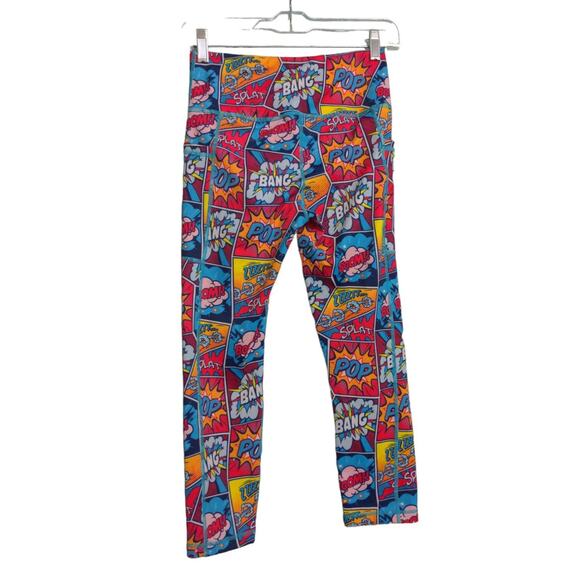 Constantly Varied Gear CVG Womens Capri Leggings Comic Print Mid Rise Cropped XS - Picture 5 of 8